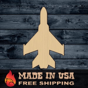 Airplane Fighter Jet Plane Aircraft Gift DIY Wood Cutout Shape Silhouette Blank Unpainted 1/4 inch thick