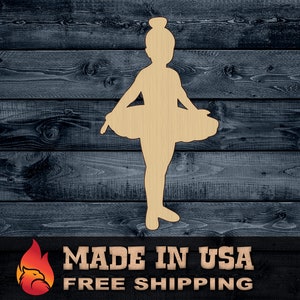 Ballet Ballerina Girl Baby Gift DIY Wood Cutout Shape Silhouette Blank Unpainted Sign 1/4 inch thick