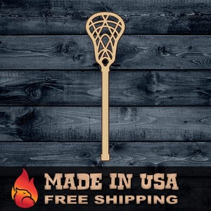 Wood Sign Cutout Lacrosse Stick Sport Gift DIY Shape Silhouette Unpainted 1/4 inch thick