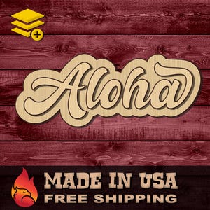 Wood Sign Cutout Aloha Vacation Hawaii Beach Island Tropical Word 1/4 inch thick