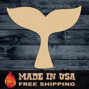 Wood Sign Cutout Whale Tail Fish Mermaid 1/4 inch thick