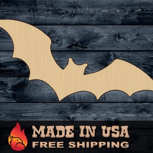 Bat Fly Halloween Gift DIY Wood Cutout Shape Silhouette Blank Unpainted Sign 1/4 inch thick