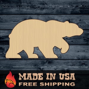 Bear Gift DIY Wood Cutout Polar Shape Silhouette Blank Unpainted Sign 1/4 inch thick