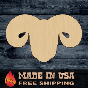 Ram Sheep Horns Shape Silhouette Blank Unpainted Gift DIY Wood Cutout Sign 1/4 inch thick