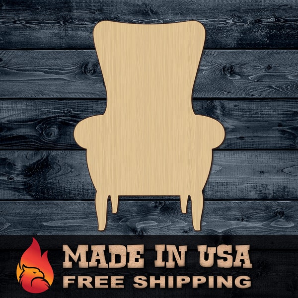 Chair Armchair Vintage Furniture Recliner Lounger Gift DIY Wood Cutout Shape Silhouette Blank Unpainted Sign 1/4 inch thick