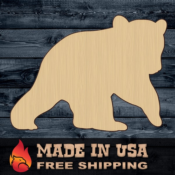 Bear Cub Baby Head Animal Gift DIY Wood Cutout Shape Silhouette Blank Unpainted Sign 1/4 inch thick