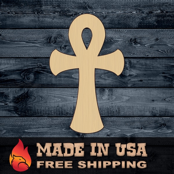 Ankh Life Egypt Charm Gift DIY Wood Cutout Shape Silhouette Blank Unpainted Sign 1/4 inch thick