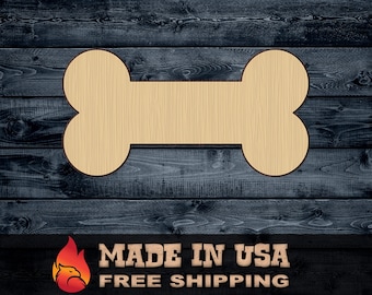 Wood Sign Cutout Bone Dog Gift DIY Shape Silhouette Unpainted 1/4 inch thick