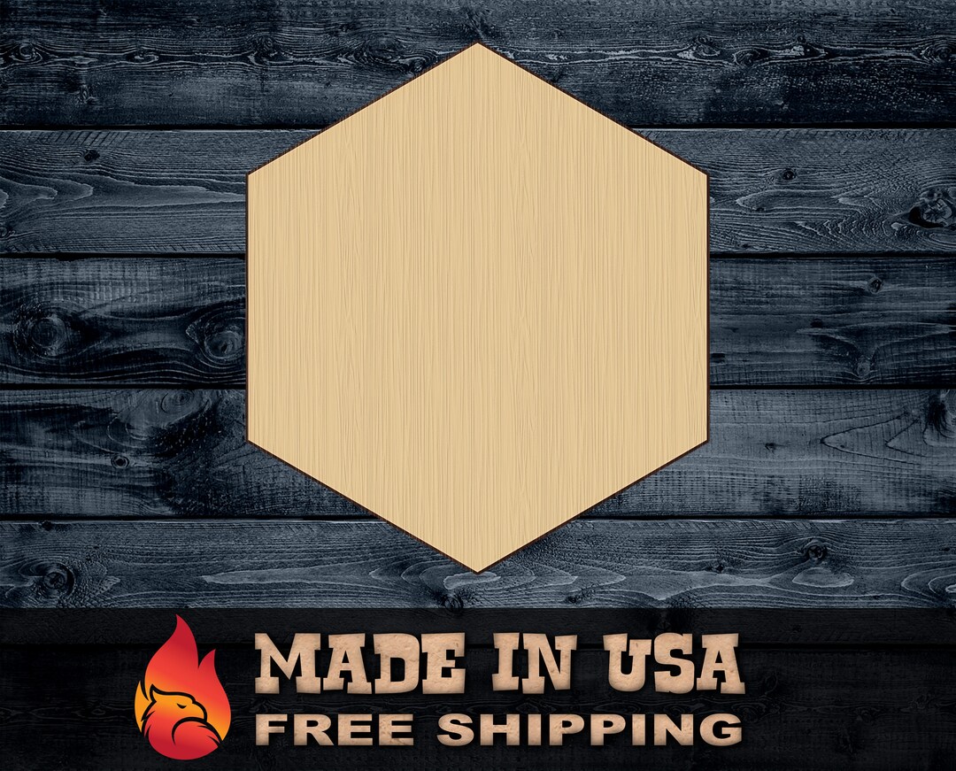 Hexagon Shape Silhouette Blank Unpainted Gift DIY Wood Cutout Sign 1/4 ...