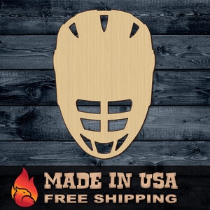 Lacrosse Helmet Sport Gift DIY Wood Cutout Shape Silhouette Blank Unpainted Sign 1/4 inch thick