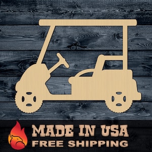 Golf Cart Vehicle Gift DIY Wood Cutout Shape Blank Unpainted Sign 1/4 inch thick