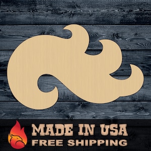 Wood Sign Cutout Wave Water Splash Tide Ocean Gift DIY Blank Shape Silhouette Unpainted 1/4 inch thick