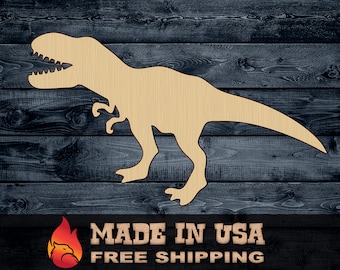 Dinosaur Trex T-Rex Gift DIY Wood Cutout Shape Silhouette Blank Unpainted Sign 1/4 inch thick