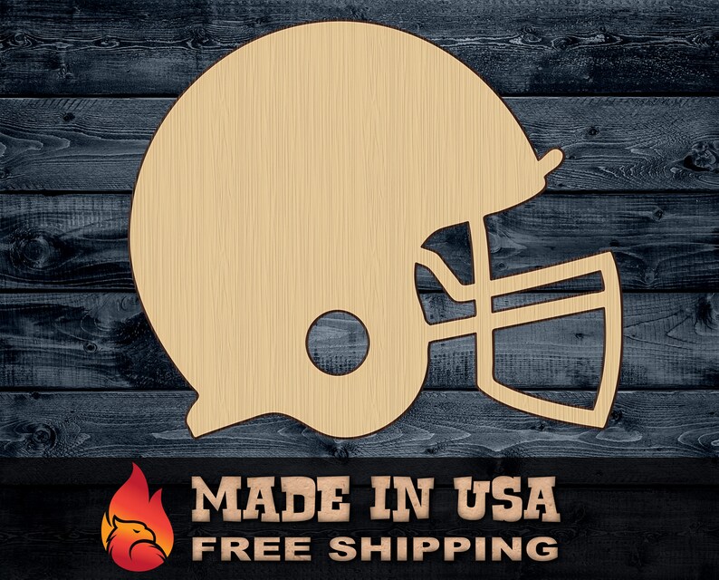 Football Helmet Shape Silhouette Blank Unpainted Wood Cutout Etsy