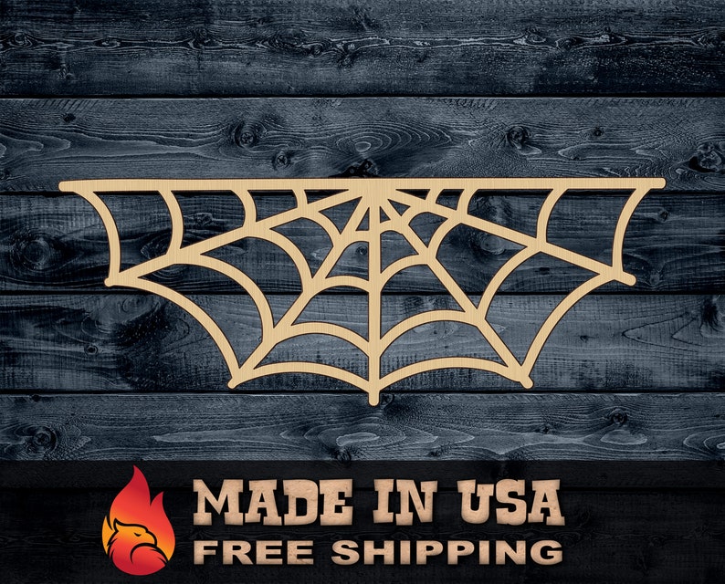 Web Spider Half Halloween Wood Cutout Unpainted Sign 1/4 image 0