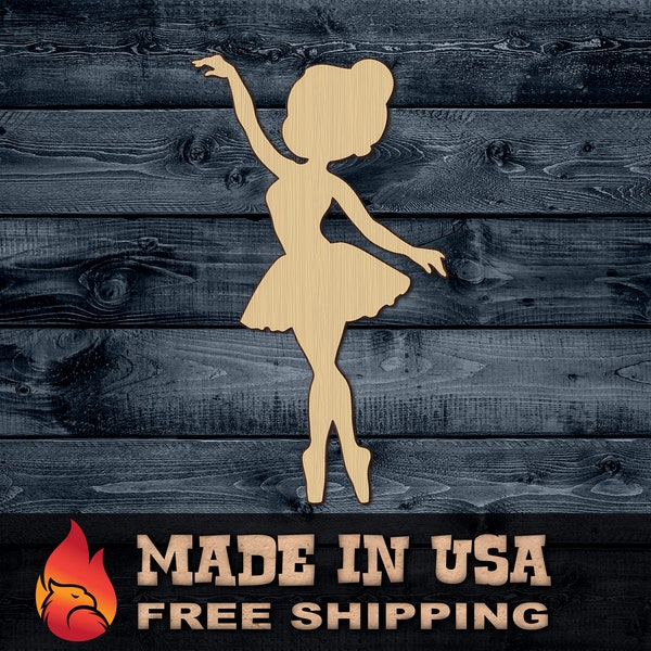 Ballet Ballerina Dancer Tutu Girl Little Gift DIY Wood Cutout Shape Silhouette Blank Unpainted Sign 1/4 inch thick