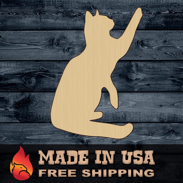 Cat Pet Play Gift DIY Wood Cutout Shape Silhouette Blank Unpainted Sign 1/4 inch thick