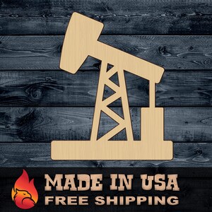 Wood Sign Cutout Oil Well Rig Pump Silhouette Shape Unpainted Gift DIY Blank 1/4 inch thick