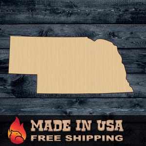 Wood Sign Cutout Nebraska State Gift DIY Blank Shape Silhouette Unpainted 1/4 inch thick