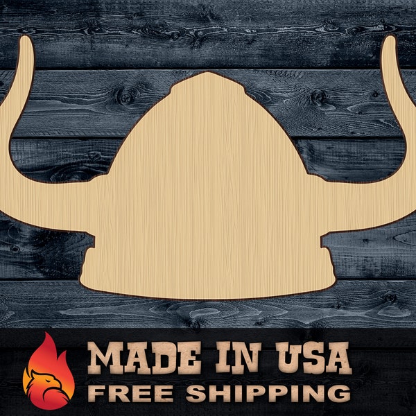 Viking Helmet Horns Shape Silhouette Blank Unpainted Gift DIY Wood Cutout Sign 1/4 inch thick