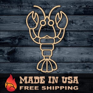 Wood Sign Cutout Lobster Crawfish Cray Seafood Food Sea Marine Beach Fish Ocean Gift DIY Blank Shape Silhouette Unpainted 1/4 inch thick