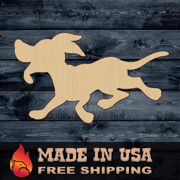 Dog Pup Pet Run Animal Gift DIY Wood Cutout Silhouette Blank Unpainted Sign 1/4 inch thick