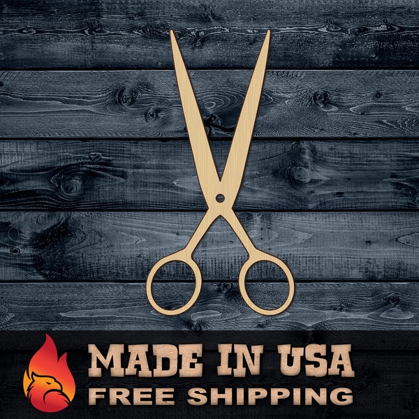 Scissors Barber Hair Salon Hairdresser Gift DIY Wood Cutout Shape Silhouette Blank Unpainted Sign 1/4 inch thick