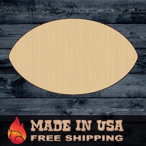 Wood Sign Cutout Football Ball Sports Gift DIY Blank Shape Silhouette Unpainted 1/4 inch thick