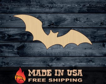 Wood Sign Cutout Bat Halloween Fly Gift DIY Shape Silhouette Unpainted 1/4 inch thick