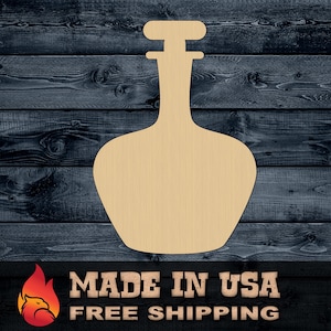 Wood Sign Cutout Bottle Liquor Brandy Gift DIY Shape Silhouette Blank Unpainted 1/4 inch thick