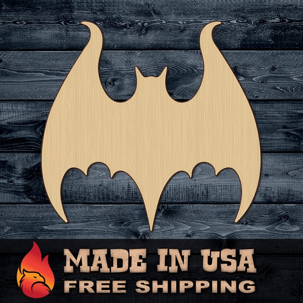 Bat Halloween Animal Wings Gift DIY Wood Cutout Shape Silhouette Blank Unpainted Sign 1/4 inch thick