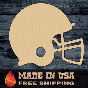 Wood Sign Cutout Football Helmet Shape Silhouette Unpainted Gift DIY 1/4 inch thick