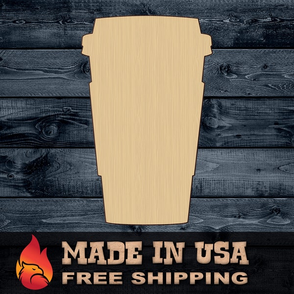 Coffee Cup Mug Lid Gift DIY Wood Cutout Shape Silhouette Blank Unpainted Sign 1/4 inch thick