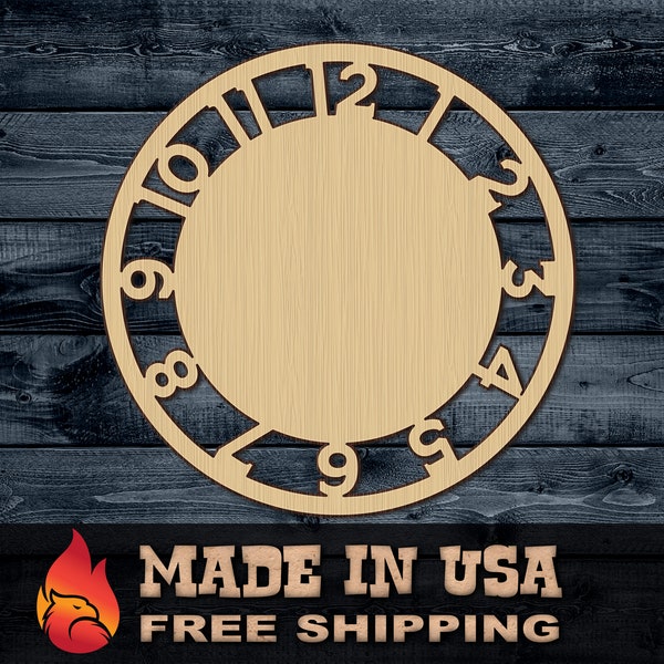 Clock Wall Hours Time Timekeeper Timepiece Gift DIY Wood Cutout Unpainted Blank Shape Sign 1/4 inch thick