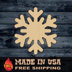 Snowflake Winter Freeze Cold Flake Snow Gift DIY Wood Cutout Shape Silhouette Blank Unpainted Sign 1/4 inch thick