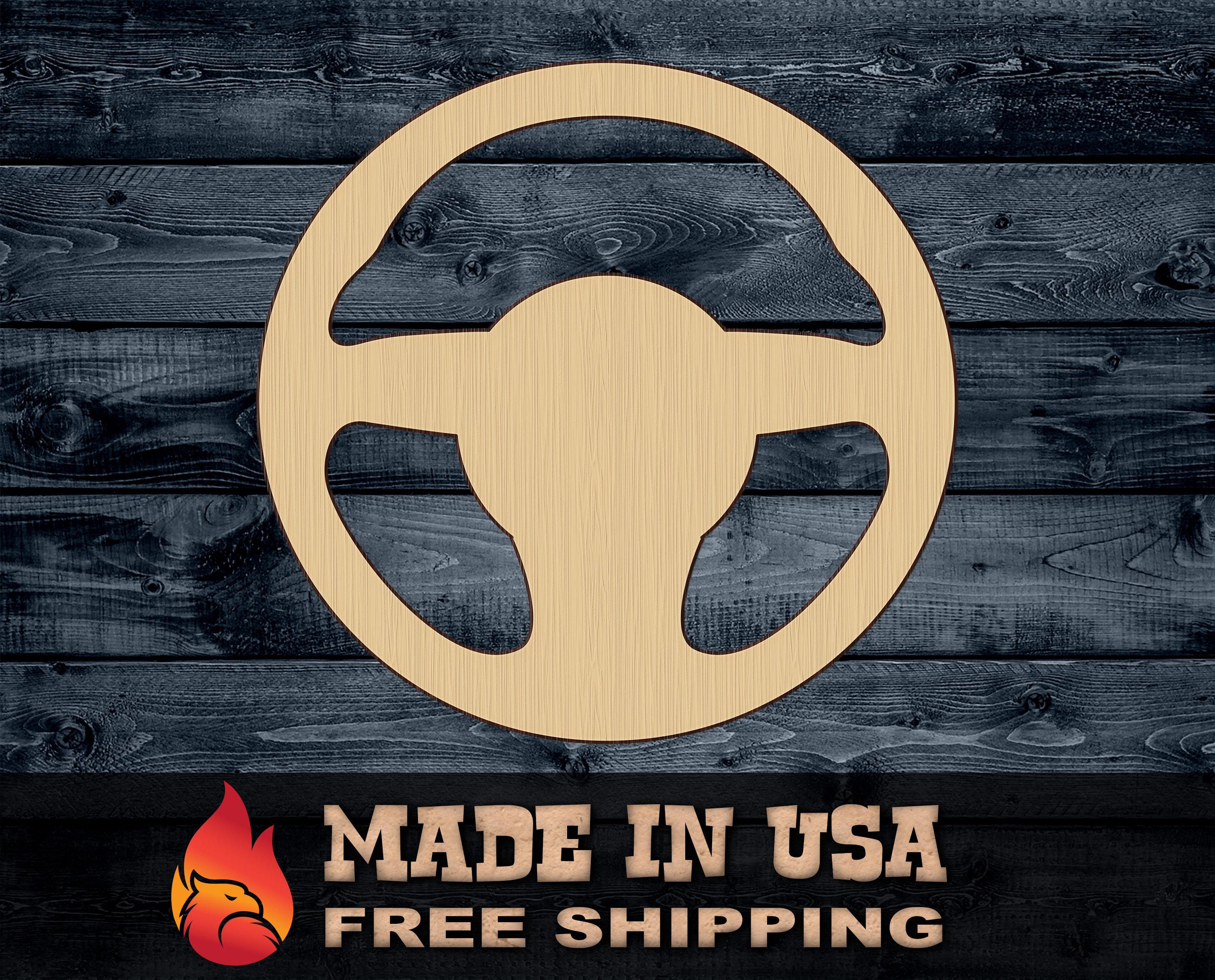 Wood Sign Cutout Steering Wheel Racing Gift DIY Blank Silhouette Unpainted 1/4 inch thick