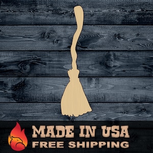 Wood Sign Cutout Broom Witch Halloween 1/4 inch thick