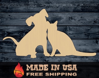 Wood Sign Cutout Dog Cat Pet Love Gift DIY Blank Shape Contour Unpainted 1/4 inch thick