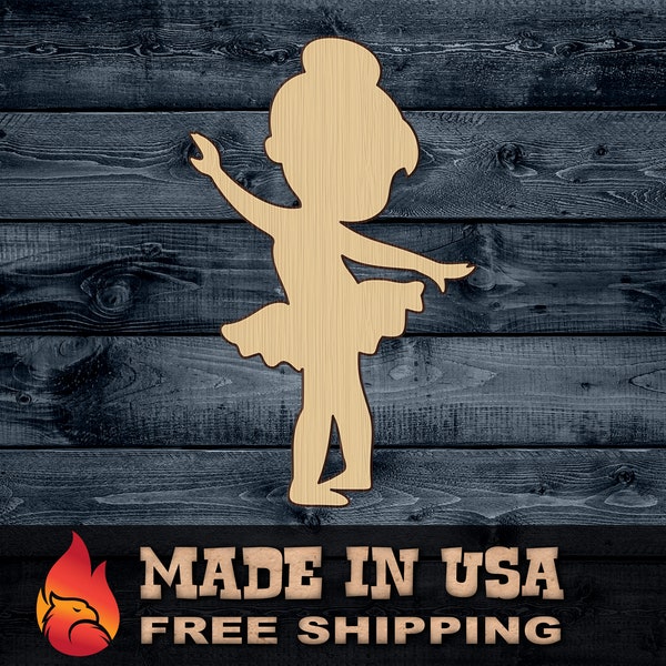 Ballet Ballerina Girl Baby Gift DIY Wood Cutout Shape Silhouette Blank Unpainted Sign 1/4 inch thick