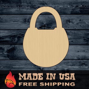 Wood Sign Cutout Lock Padlock Gift DIY Blank Shape Silhouette Unpainted 1/4 inch thick