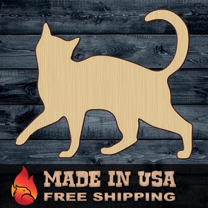 Cat Feline Pet Animal Gift DIY Wood Cutout Contour Silhouette Blank Unpainted Sign 1/4 inch thick