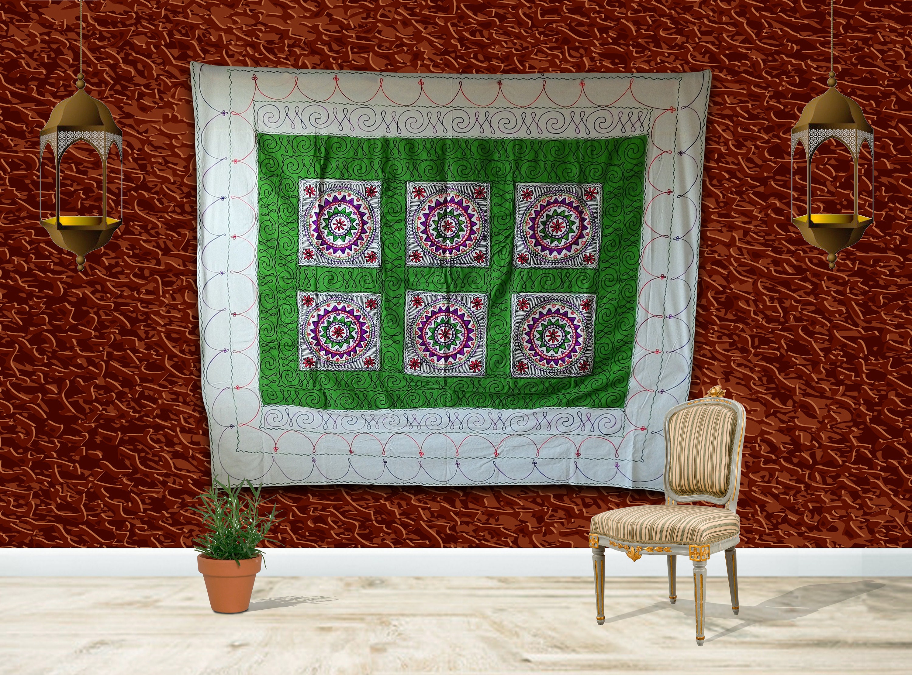 Boho Tapisserie Tenture Murale, Chemin De Table Canapé Couverture Florale Boho Décoration Murale Hippie Décor À La Maison Jeté Indien Dortoir