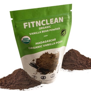 1oz Organic Madagascar Vanilla Bean Powder from Ground whole Gourmet Pods by FITNCLEAN VANILLA| Raw Natural Pure Unsweetened No Additives