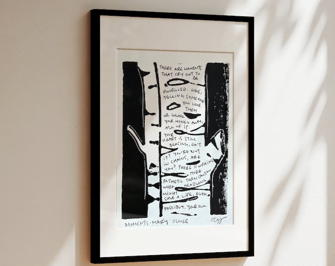 moments by mary oliver poem / birch tree giclee print