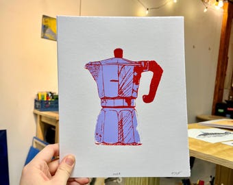 moka pot / coffee maker print / 8x10"