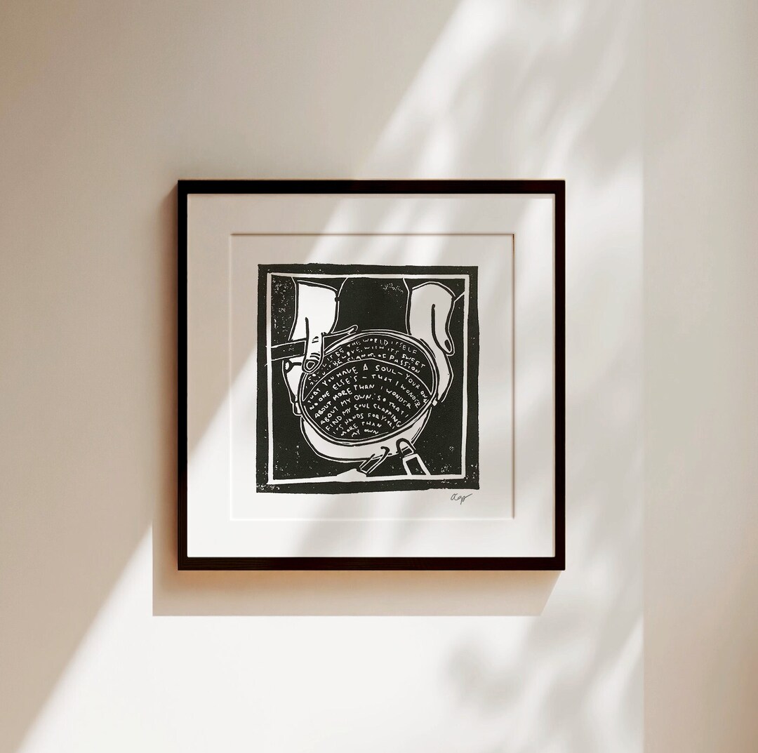 What is the Greatest Gift Mary Oliver / Original Handmade Linocut Print / 8x8 Etsy