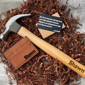 Engraved Personalized Hammer with Wood Box Customized Home Builder Construction Worker Gift, Father&#39;s Day Dad Gift Father of Bride / Groom