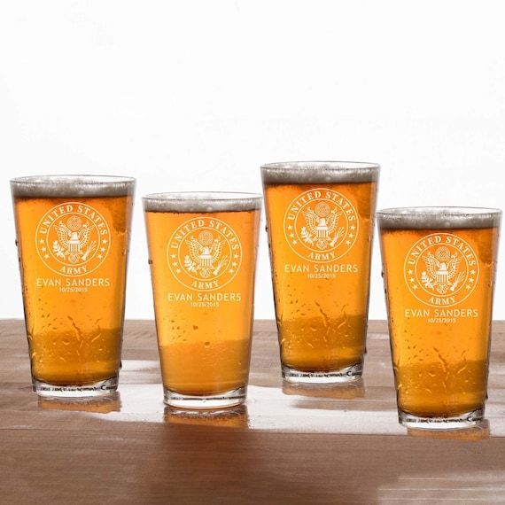 Personalized Beer Pint Glass Set of 4 custom Engrave Gift Set - Etsy
