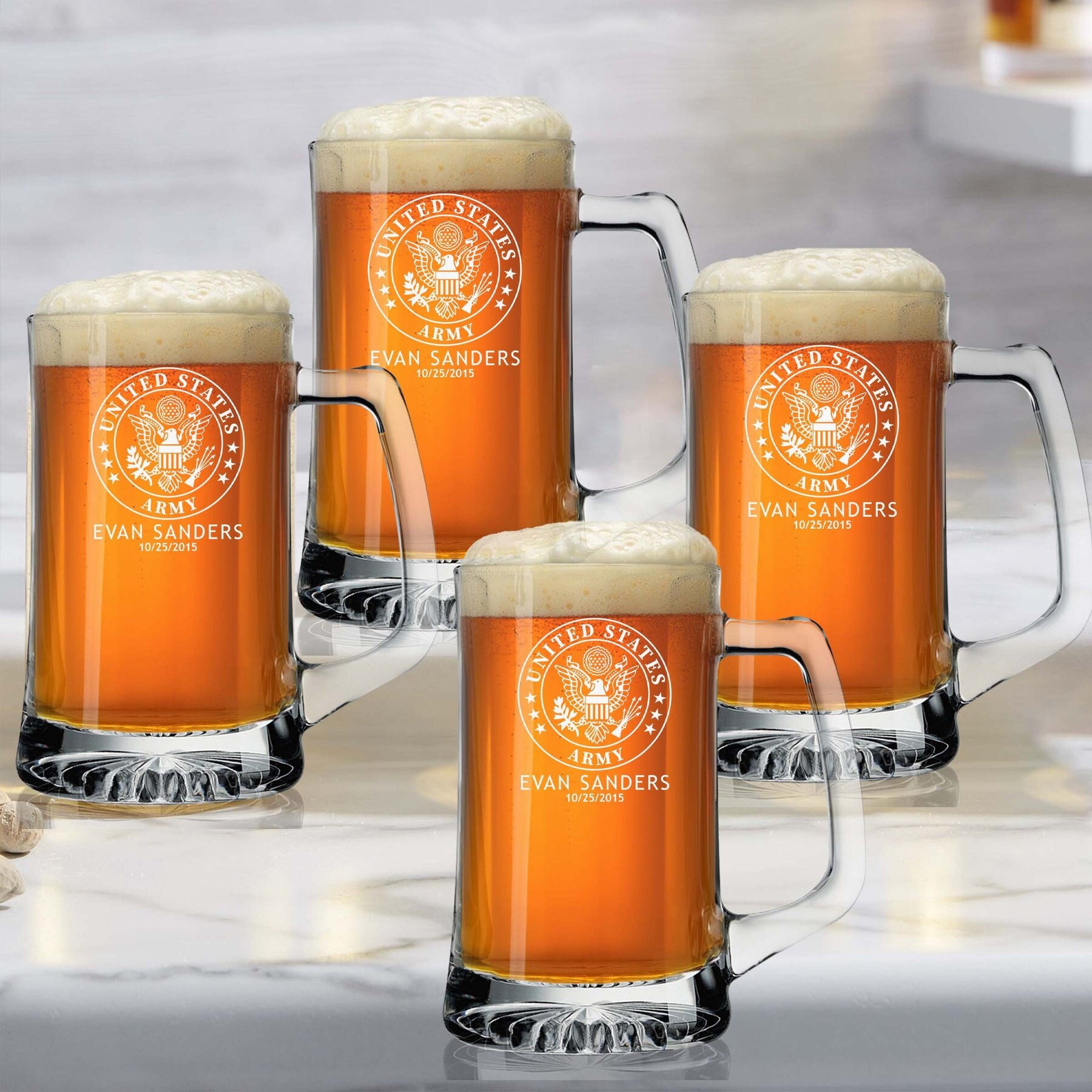 Personalized Beer Pint Glass Set of 4 custom Engrave Gift Set - Etsy