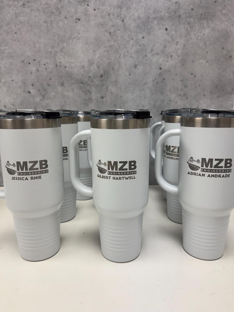 Custom Logo Tumbler Corporate Logo – Powder Coated Stainless Steel – Promotional Laser Engraved Travel Mug – Bulk Employee Client Gift Cup image 8